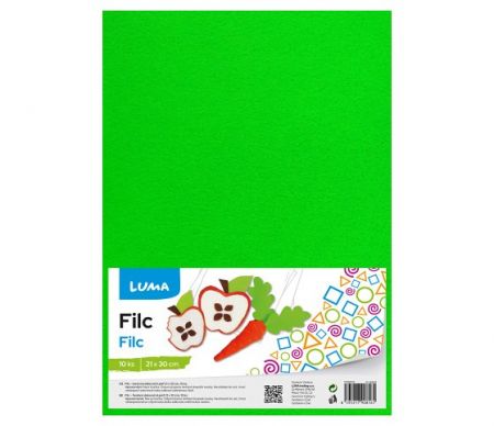 Filc A4 zelený světle LUMA, 10ks
