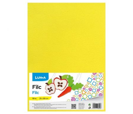 Filc A4 žlutý LUMA, 10ks