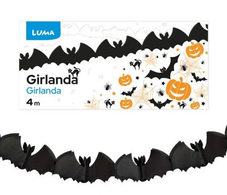 Girlanda 4m HALLOWEEN NETOPÝR LUMA