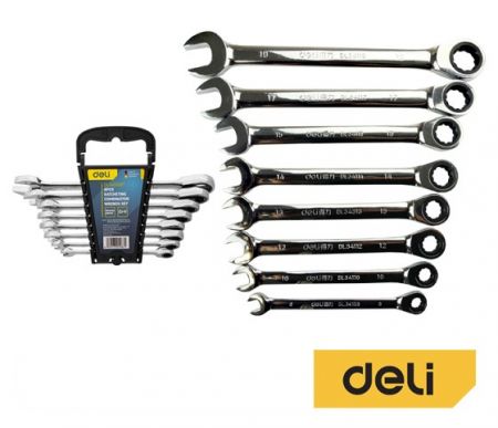 Klíče očkoploché ráčnové sada 8ks DELI EDL140108T