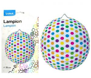 Lampion 25cm kulatý puntík barevný LUMA