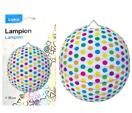 Lampion 25cm kulatý puntík barevný LUMA