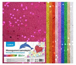 MOOSGUMMI samolepící A4 BIO GLITR s flitry mix LUMA, 10ks