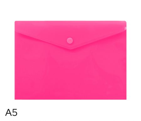 Obal spisový s klopou a drukem  A5 neon LUMA, růžový
