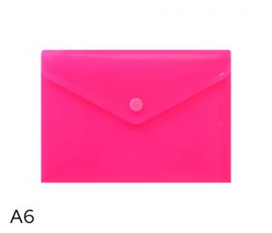 Obal spisový s klopou a drukem  A6 neon LUMA, růžový
