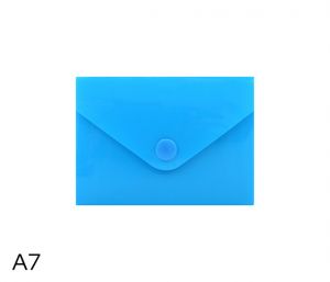 Obal spisový s klopou a drukem  A7 neon LUMA, modrý