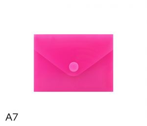 Obal spisový s klopou a drukem  A7 neon LUMA, růžový