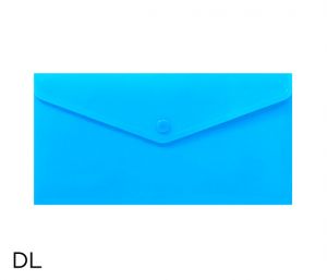 Obal spisový s klopou a drukem  DL neon LUMA, modrý