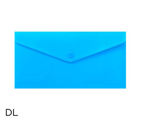 Obal spisový s klopou a drukem  DL neon LUMA, modrý