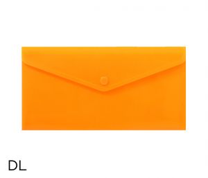 Obal spisový s klopou a drukem  DL neon LUMA, oranžový