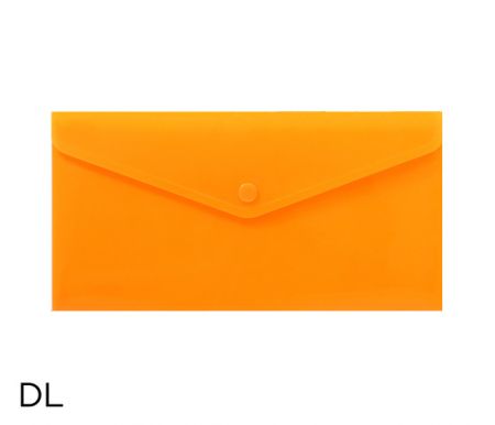 Obal spisový s klopou a drukem  DL neon LUMA, oranžový