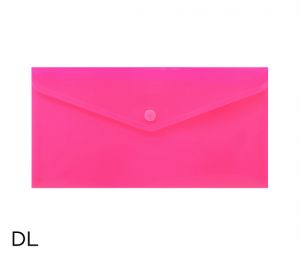 Obal spisový s klopou a drukem  DL neon LUMA, růžový