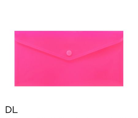 Obal spisový s klopou a drukem  DL neon LUMA, růžový