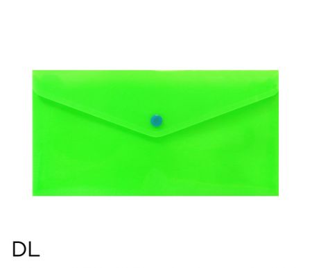 Obal spisový s klopou a drukem  DL neon LUMA, zelený