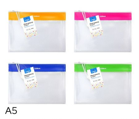 Obal spisový se zipem síťovaný A5, PVC LUMA mix