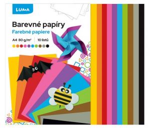 Papír barevný složka A4,  10l LUMA
