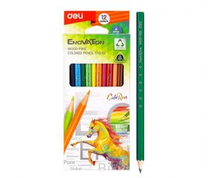 Pastelky DELI bezdřevé trojhranné 12 barev Enovation EC113-12