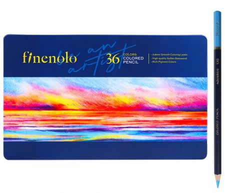 Pastelky šestihranné 36 barev kovové pouzdro FINENOLO DELI EC122-36