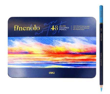 Pastelky šestihranné 48 barev kovové pouzdro FINENOLO DELI EC122-48