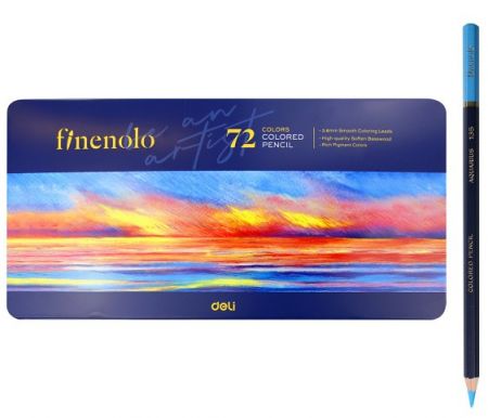 Pastelky šestihranné 72 barev kovové pouzdro FINENOLO DELI EC122-72