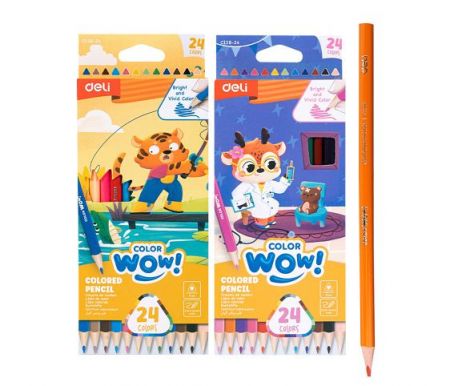 Pastelky trojhranné 24 barev WOW DELI EC138-24 mix