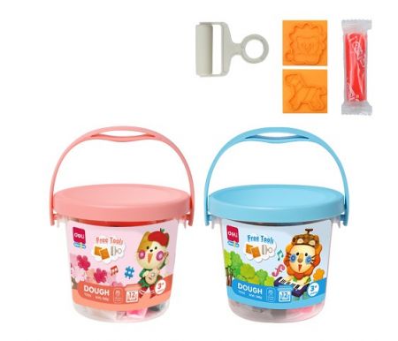 Plastelína měkká s vůní kyblík 12 barev DELI EY005 mix