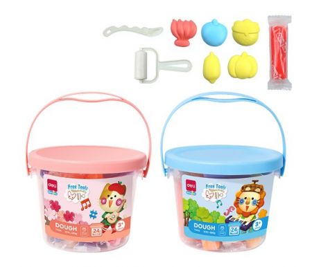 Plastelína měkká s vůní kyblík 24 barev DELI EY006 mix