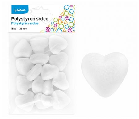 Polystyren - Srdce  35mm, 15ks LUMA