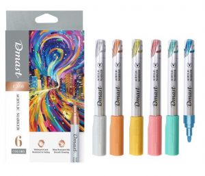 Popisovač akrylový Dmast metal sada 6 barev DELI EC350
