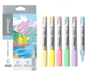 Popisovač akrylový Dmast pastel sada 6 barev DELI EC351