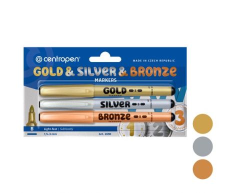 Popisovač CENTROPEN 2690/3 sada stříbrný+ zlatý + bronzový