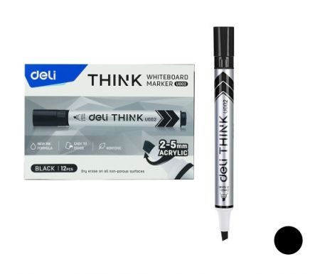 Popisovač DELI EU00220 černý zkosený stíratelný (8569)