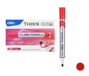 Popisovač DELI EU00240 červený zkosený stíratelný (8569)