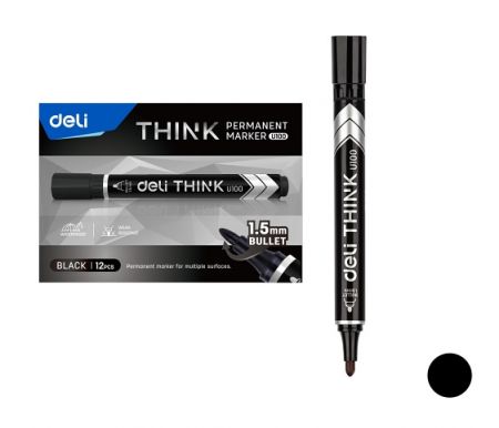 Popisovač DELI EU10020 černý kulatý permanent (8566)