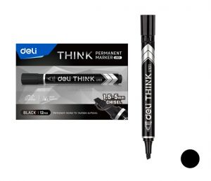 Popisovač DELI EU10120 černý zkosený permanent (8576)