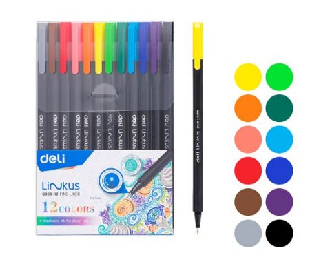 Popisovač DELI liner 12 barev LINKUS EQ900-12