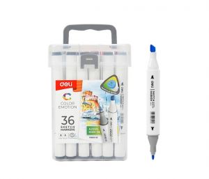 Popisovač skicovací oboustranný Color Emotion 36 barev DELI E70803-36