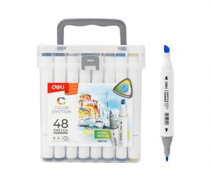 Popisovač skicovací oboustranný Color Emotion 48 barev DELI E70803-48