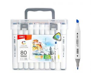 Popisovač skicovací oboustranný Color Emotion 80 barev DELI E70803-80