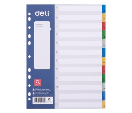 Rozdělovač barevný číselný A4, 12l DELI E5725A