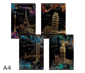 Sešit A4 linka 52l Gold city mix