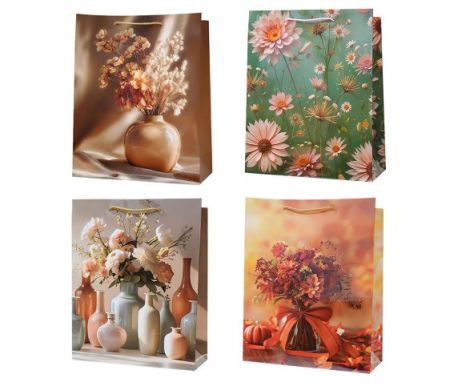 Taška dárková 18 x 23 x 10cm KVĚTY mix