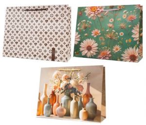 Taška dárková 32,5 x 26,5 x 13,5cm KVĚTY mix