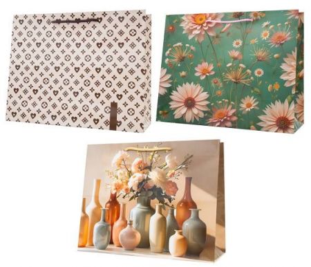 Taška dárková 32,5 x 26,5 x 13,5cm KVĚTY mix