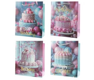 Taška dárková se zlatým potiskem 23 x 18 x 10cm DORT mix