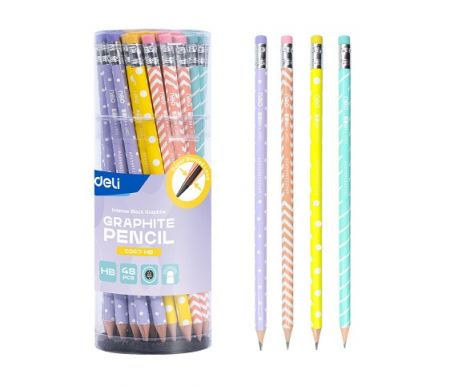 Tužka HB s gumou kulatá DELI EC047-HB mix