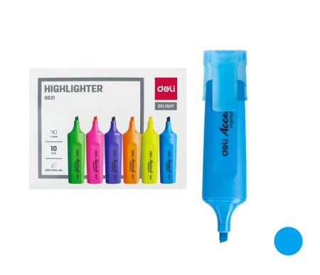 Zvýrazňovač DELI ES621 modrý plochý (8552)
