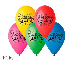 Balónky s potiskem 10ks OBYČ. Všechno nejlepší