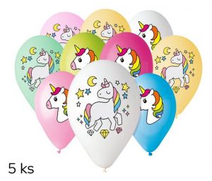 Balónky s potiskem 5ks OBYČ. Jednorožec
