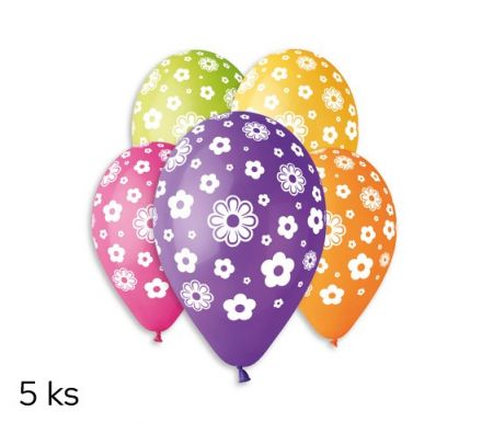 Balónky s potiskem 5ks OBYČ. Květinky